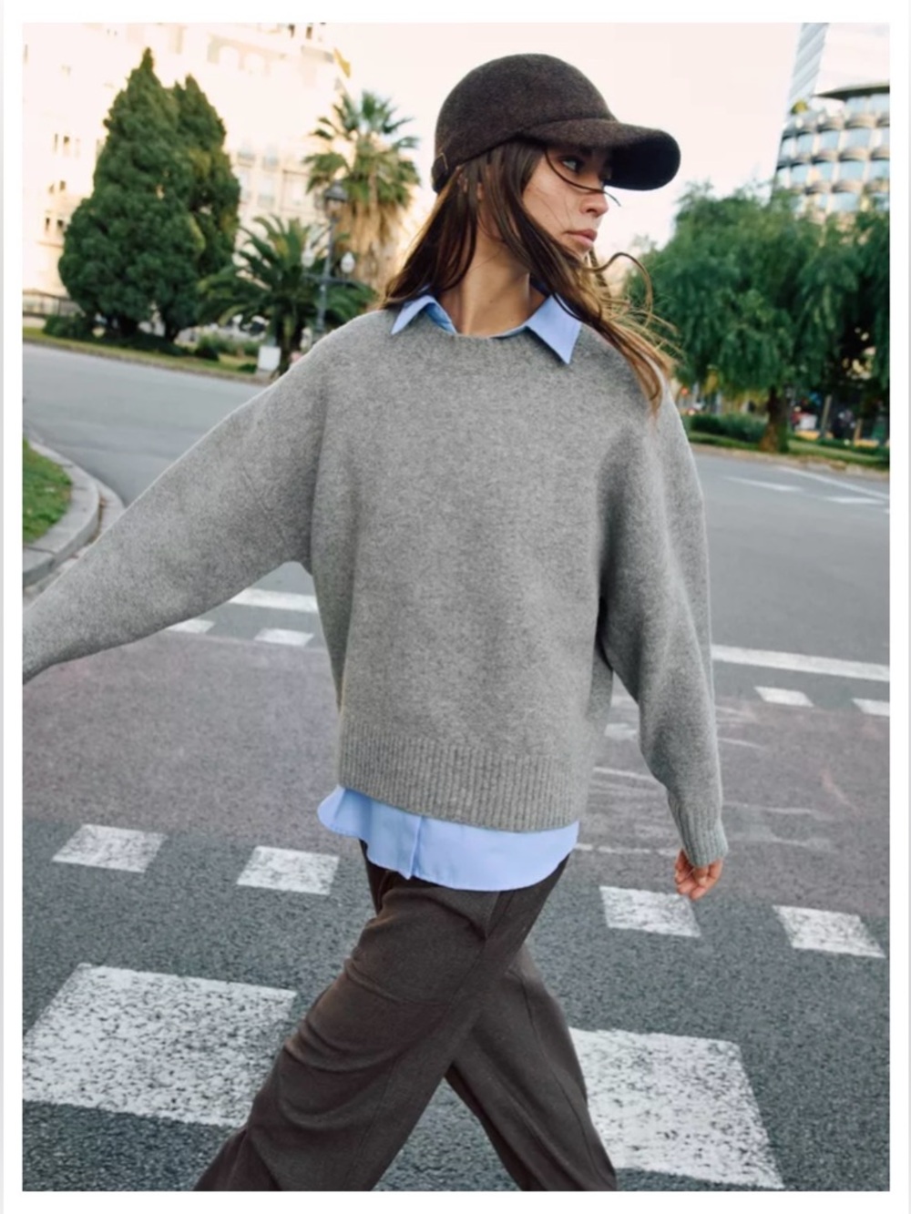 NWOT Zara Oversized Soft Knit Cozy Sweater in Gray Marl